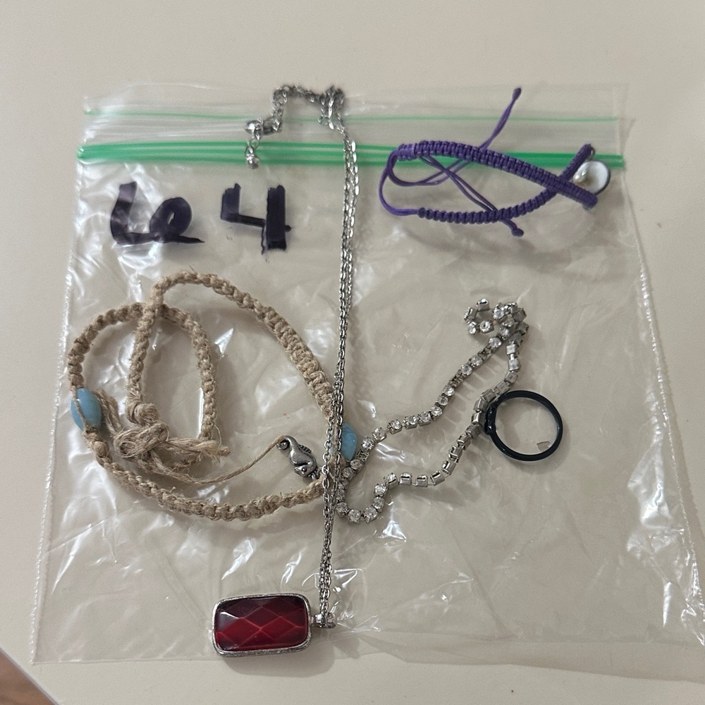 Silver Necklace with Red Pendant - Bag 64. Bundle for better price
